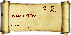 Hayde Réka névjegykártya